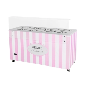 Dystrybutor do lodów | witryna do lodów | konserwator | retro | 10 tub | GELATO POZETTI 10 PINK