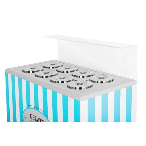 Dystrybutor do lodów | witryna do lodów | konserwator | retro | 8 tub | okrągłe kuwety | GELATO POZETTI 8 BLUE