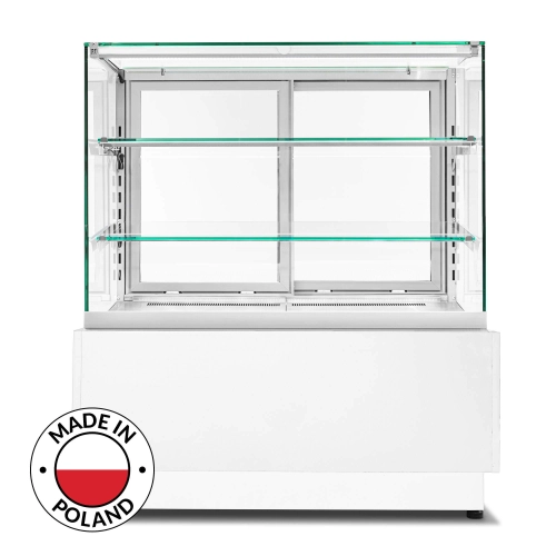 Neutralna witryna cukiernicza Breve Neutro Premium 1300 INOX widziana z perspektywy